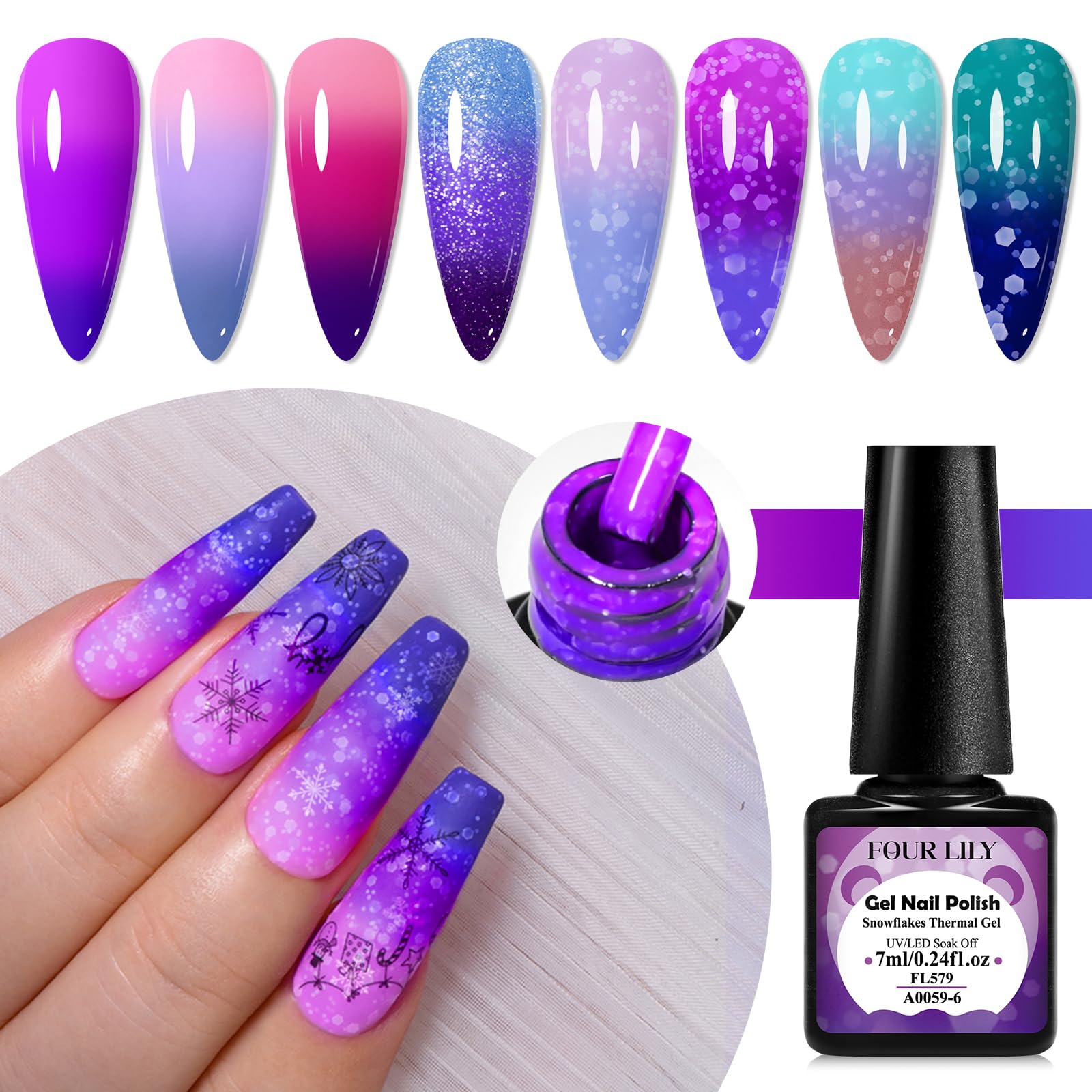 Amazon.com: Four Lily 8PCS Thermal Nail Gel Polish, Temperature